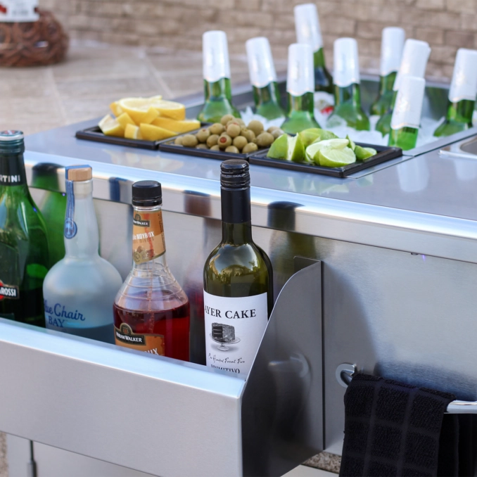 TrueFlame 30" Lighted Beverage & Prep Station - TF-BC-30L-W
