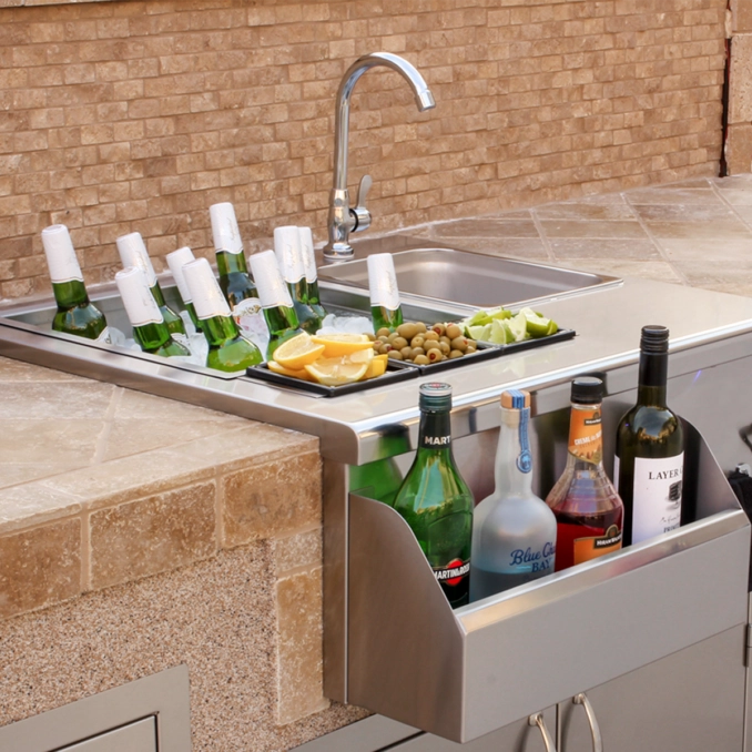 TrueFlame 30" Lighted Beverage & Prep Station - TF-BC-30L-W