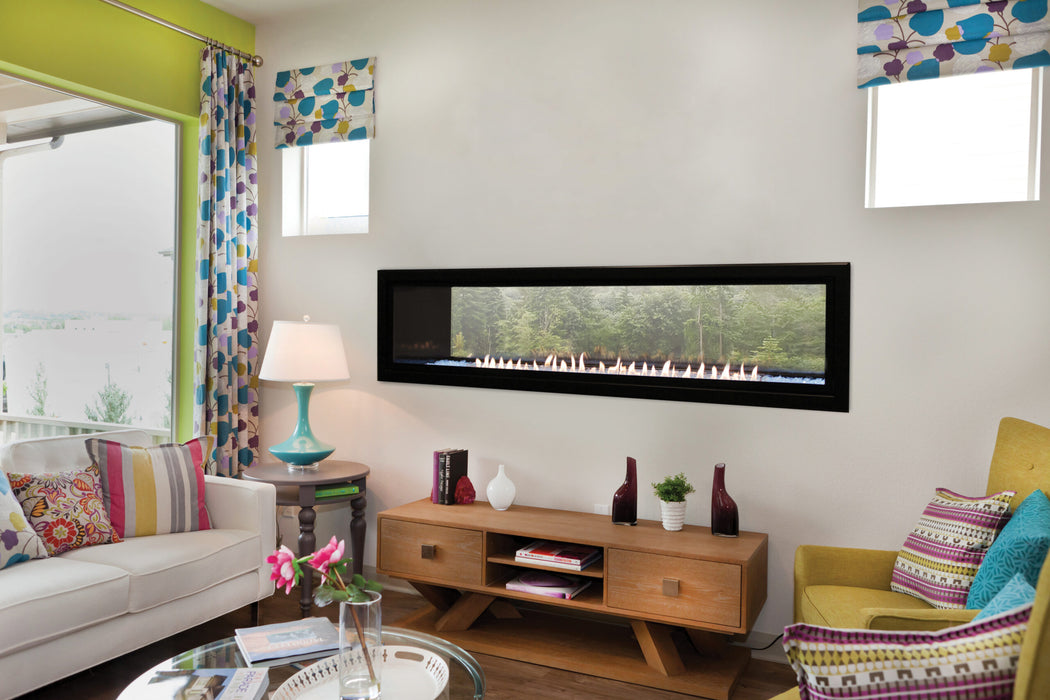 Empire Boulevard 60 vent-free see-through with DF602VBL decorative front in a living room
