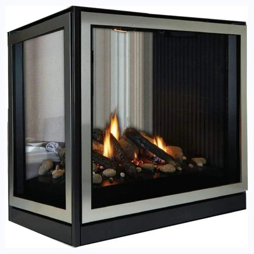 Empire Tahoe Clean Face See-Through 36" Direct Vent Gas Fireplace, angled view with black frame
