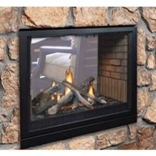 Empire Tahoe Clean Face See-Through 36" Direct Vent Gas Fireplace, installed in a stone wall
