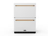 Wildfire 24" dual drawer refrigerator with Designer Finish dual drawer handles RHDD-BB in brushed bronze, front view