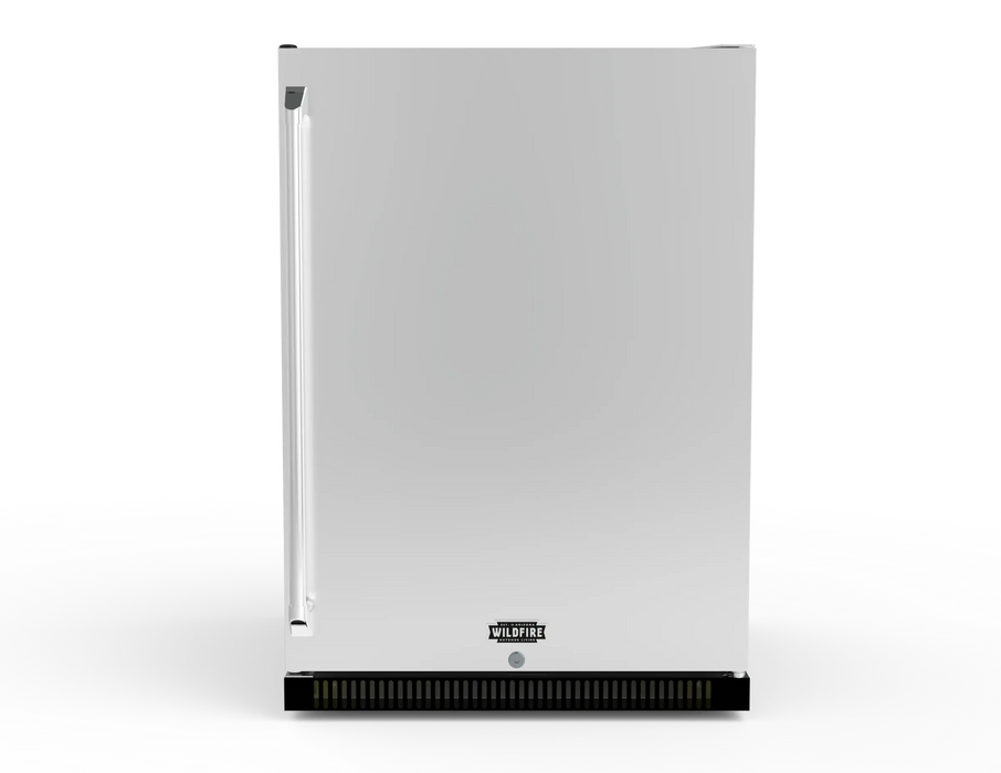 Wildfire 24" outdoor refrigerator WFR24 in stainless steel with the standard handle, front view