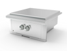 Wildfire Ranch Pro power burner in stainless steel with brushed stainless Designer Finish knobs, angled view