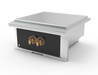 Wildfire Ranch Pro power burner in black stainless steel with brushed bronze Designer Finish knobs, angled view