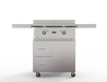 Wildfire 30" griddle cart WFCART30GRD-SS in stainless steel with a Ranch Pro griddle mounted, front view