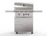 Wildfire 30" grill cart WFCART30-SS in stainless steel with a Ranch Pro grill mounted, front view