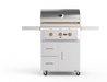 Wildfire 30" grill cart WFCART30-SS in stainless steel with a Ranch Pro grill mounted and brushed bronze Designer Finish hardware, front view