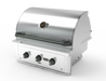 Wildfire Ranch Pro 30" gas grill in stainless steel with chrome black Designer Finish knobs and handle, angled view