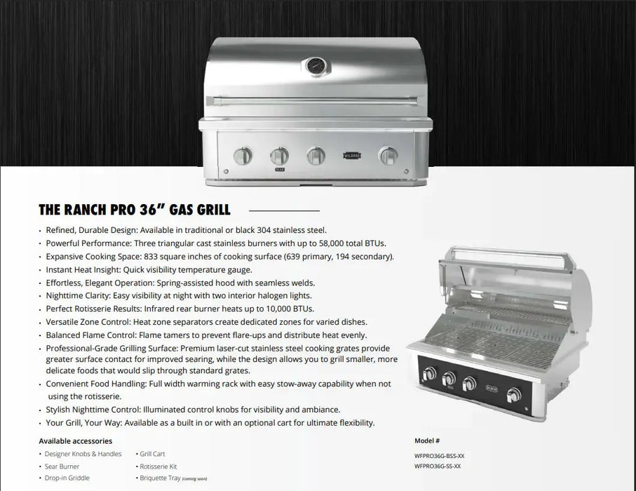 Wildfire Ranch Pro 36" Built-In Gas Grill, 304 Stainless Steel Wildfire Outdoor Living Dreamwood Living