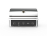 Wildfire Ranch Pro 36" gas grill in black stainless steel with chrome black Designer Finish knobs and handle, front view