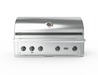 Wildfire Ranch Pro 42" gas grill in stainless steel with chrome black Designer Finish knobs and handle, front view