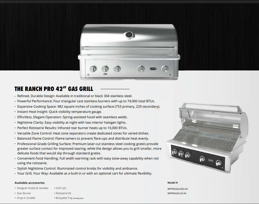Wildfire Ranch Pro 42" Built-In Gas Grill, 304 Stainless Steel
