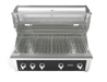 Wildfire Ranch Pro 42" gas grill in black stainless steel, front view with the hood open