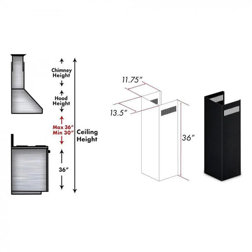 ZLINE 1-36 in. Chimney Extension for 9 ft. to 10 ft. Ceilings (1PCEXT-BS655N) ZLINE