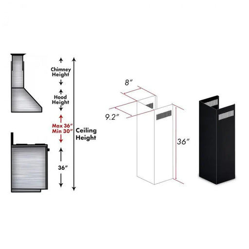 ZLINE 1-36 in. Chimney Extension for 9 ft. to 10 ft. Ceilings in Black Stainless (1PCEXT-BSKBN) ZLINE