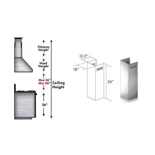 ZLINE 1 Piece Chimney Extension for 10ft Ceiling (1PCEXT-687) ZLINE