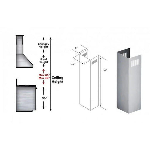 ZLINE 1 Piece Chimney Extension for 10ft Ceiling (1PCEXT-KB/KL2/KL3-304) ZLINE