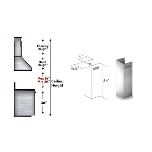ZLINE 1 Piece Chimney Extension for 10ft Ceiling (1PCEXT-KF1) ZLINE