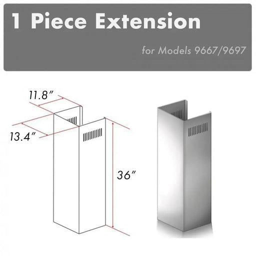 ZLINE 1 Piece Chimney Extension for 10ft. Ceilings (1PCEXT-9667/9697) ZLINE Dreamwood Living