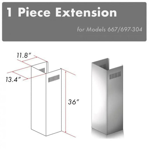 ZLINE 1 Piece Outdoor Chimney Extension for 10ft Ceilings (1PCEXT-667/697-304) ZLINE