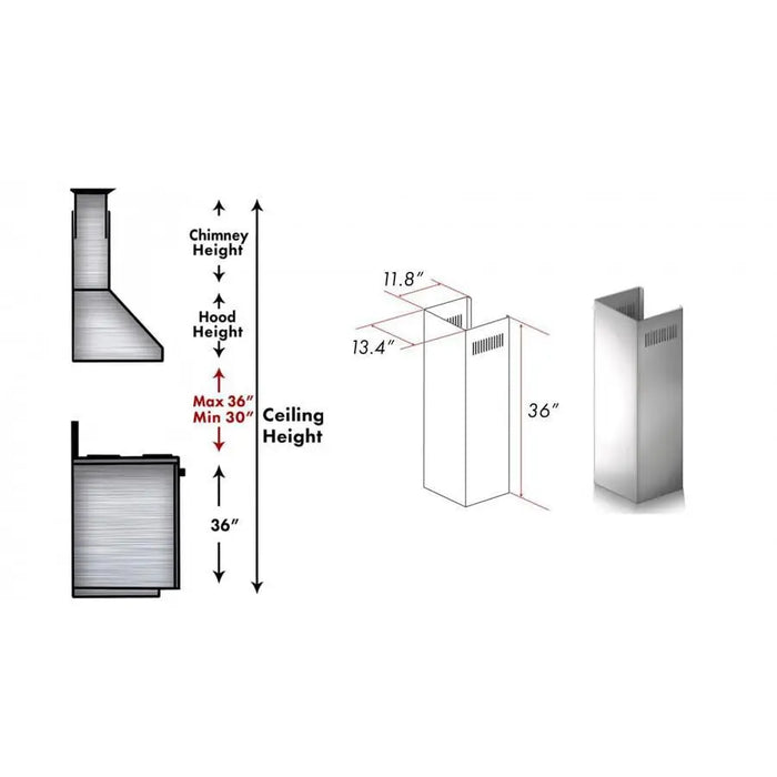 ZLINE 1 Piece Outdoor Chimney Extension for 10ft Ceilings (1PCEXT-667/697-304) ZLINE