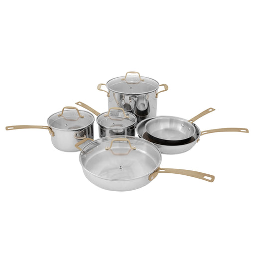 ZLINE 10 Piece Non-Toxic Cookware Set in Stainless Steel with Bronze Trim ZLINE Dreamwood Living