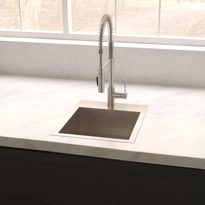 ZLINE 15" Donner Topmount Single Bowl Bar Kitchen Sink in DuraSnow® Stainless Steel, STS-15S ZLINE Dreamwood Living
