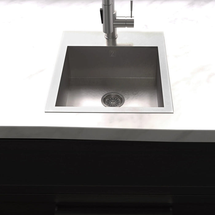 ZLINE 15" Donner Topmount Single Bowl Bar Kitchen Sink in DuraSnow® Stainless Steel, STS-15S ZLINE Dreamwood Living