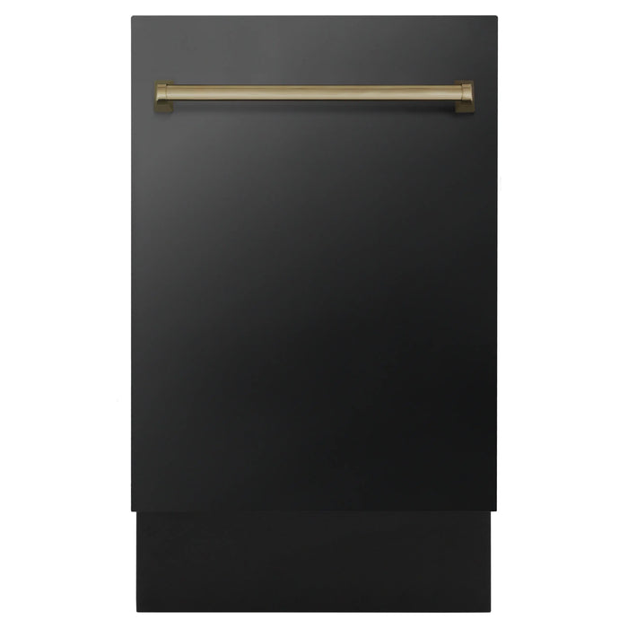 ZLINE 18" Autograph Edition Tallac Dishwasher in Black Stainless Steel with Champagne Bronze Handle, DWVZ-BS-18-CB ZLINE Dreamwood Living