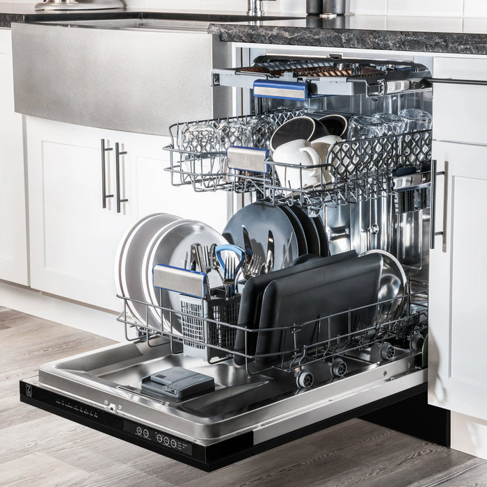 ZLINE 18" Autograph Edition Tallac Dishwasher in Black Stainless Steel with Champagne Bronze Handle, DWVZ-BS-18-CB ZLINE Dreamwood Living