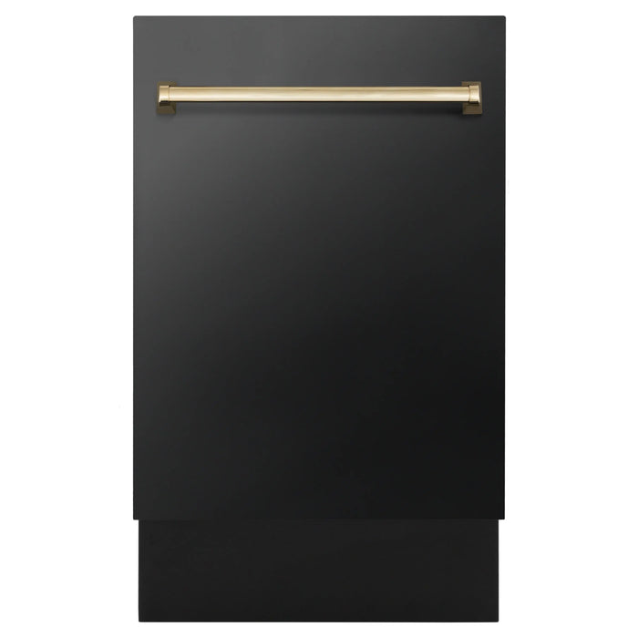 ZLINE 18" Autograph Edition Tallac Dishwasher in Black Stainless Steel with Gold Handle, DWVZ-BS-18-G ZLINE Dreamwood Living