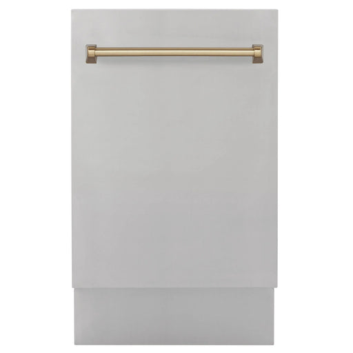 ZLINE 18" Autograph Edition Top Control Dishwasher in Stainless Steel with Champagne Bronze Handle, DWVZ-304-18-CB ZLINE Dreamwood Living