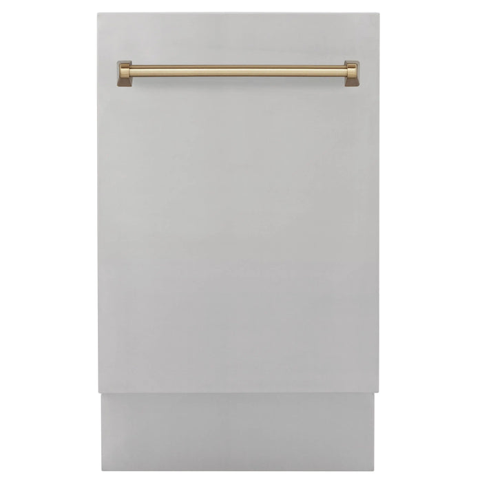 ZLINE 18" Autograph Edition Top Control Dishwasher in Stainless Steel with Champagne Bronze Handle, DWVZ-304-18-CB ZLINE Dreamwood Living