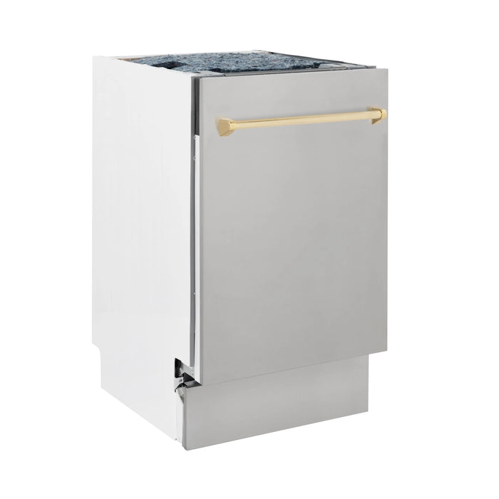 ZLINE 18" Autograph Edition Top Control Dishwasher in Stainless Steel with Gold Handle, DWVZ-304-18-G ZLINE Dreamwood Living