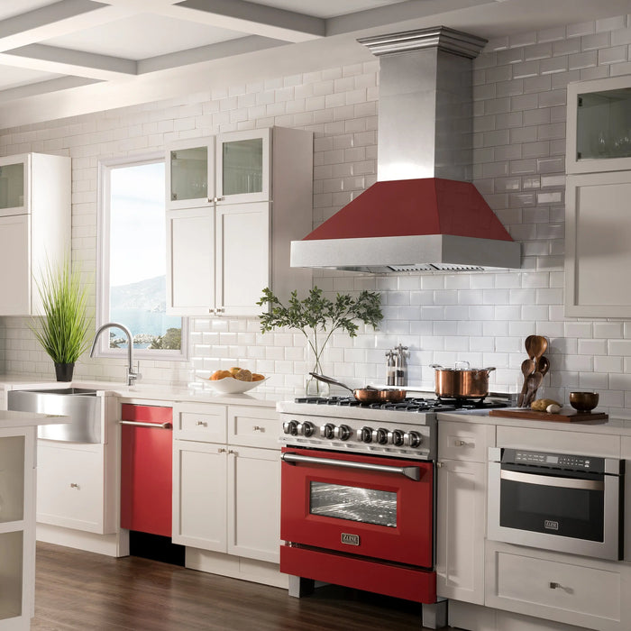 ZLINE 18" Euro Style Top Control Dishwasher in Red Gloss Stainless Steel with Traditional Style Handle, DW-RG-18 ZLINE Dreamwood Living