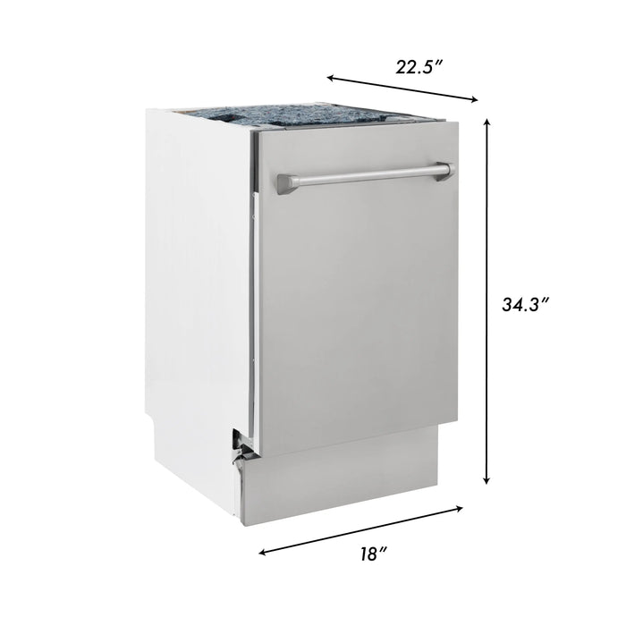 ZLINE 18" Tallac Top Control Dishwasher in Stainless Steel with 3rd Rack, DWV-304-18 ZLINE Dreamwood Living