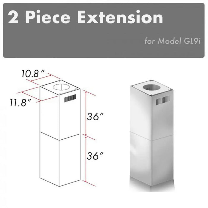 ZLINE 2-36 in. Chimney Extensions for 10 ft-12 ft. Ceiling - 2PCEXT-GL9i ZLINE Dreamwood Living