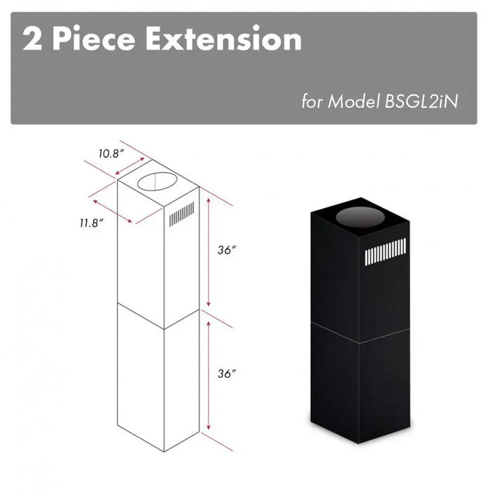 ZLINE 2-36 in. Chimney Extensions for 10 ft. to 12 ft. Ceilings in Black Stainless (2PCEXT-BSGL2iN) ZLINE