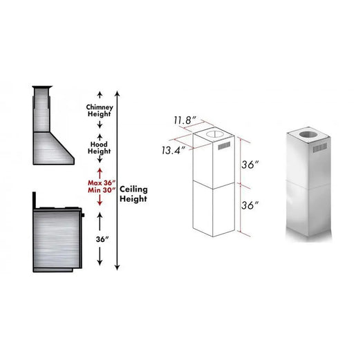 ZLINE 2 Piece Chimney Extension for 12ft Ceiling (2PCEXT-455/476/477/667/697) ZLINE