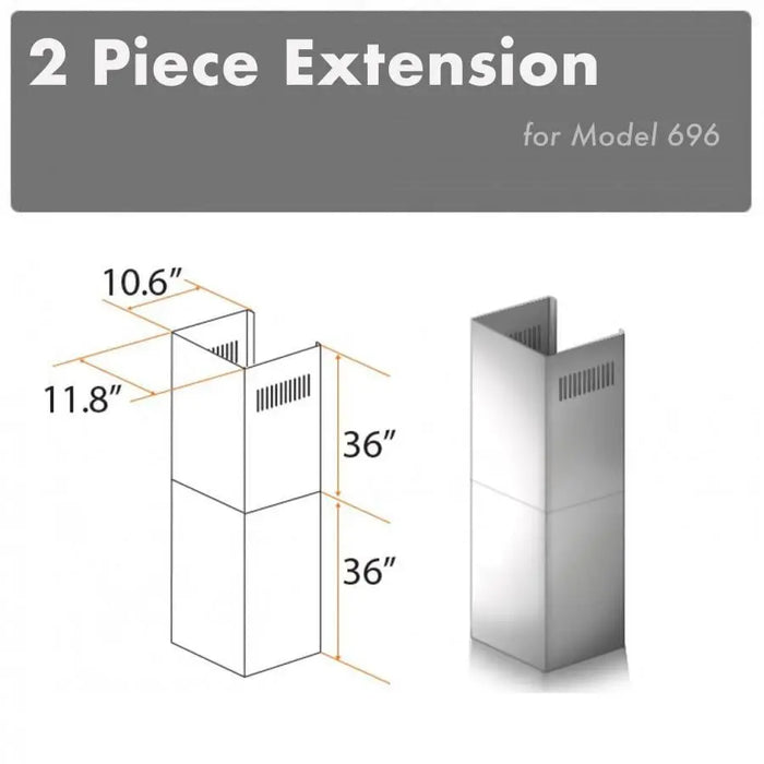 ZLINE 2 Piece Chimney Extension for 12ft Ceiling (2PCEXT-696) ZLINE Dreamwood Living