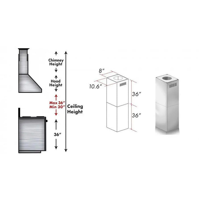 ZLINE 2 Piece Chimney Extension for 12ft Ceiling (2PCEXT-KF1) ZLINE