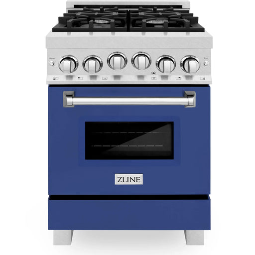 ZLINE 24" All Gas Range in DuraSnow® Stainless Steel and Blue Matte Door, RGS-BM-24 ZLINE Dreamwood Living