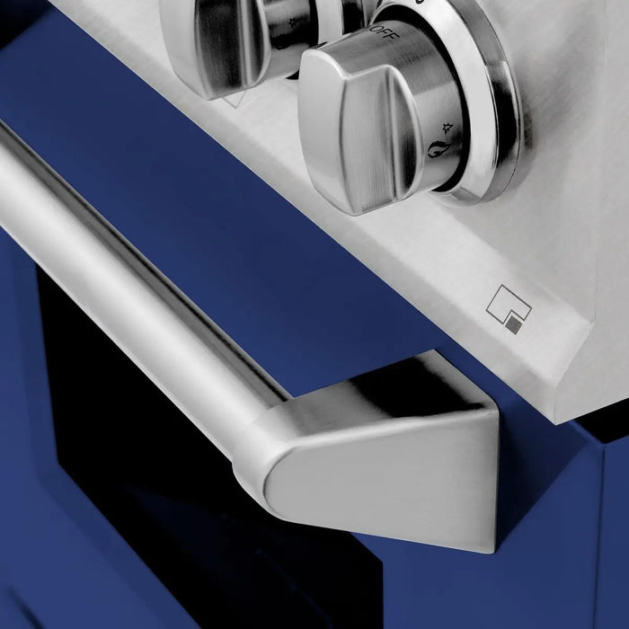 ZLINE 24" All Gas Range in DuraSnow® Stainless Steel and Blue Matte Door, RGS-BM-24 ZLINE Dreamwood Living