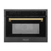 ZLINE 24" Autograph Edition Built-in Convection Microwave Oven in Black Stainless Steel with Gold Accents, MWOZ-24-BS-G ZLINE