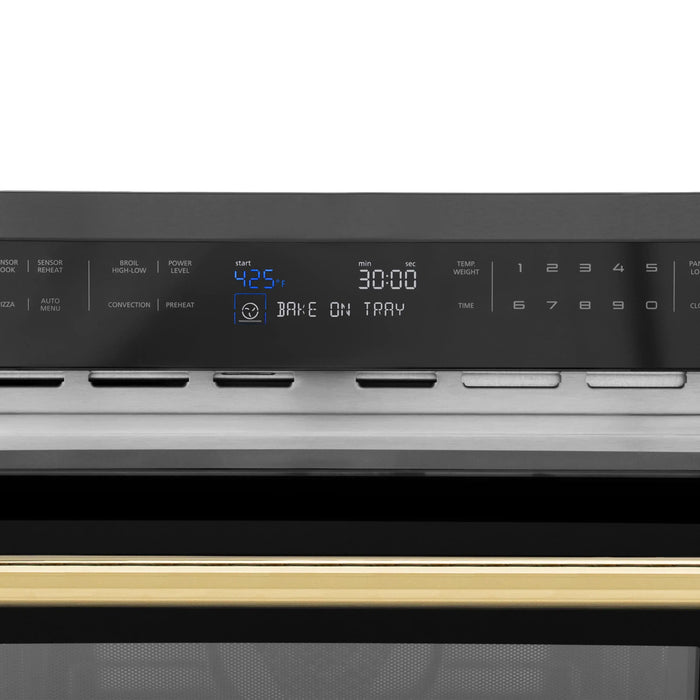 ZLINE 24" Autograph Edition Built-in Convection Microwave Oven in Black Stainless Steel with Gold Accents, MWOZ-24-BS-G ZLINE