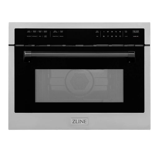 ZLINE 24" Autograph Edition Built-in Convection Microwave Oven in DuraSnow® Stainless Steel with Black Accents, MWOZ-24-SS-MB ZLINE Dreamwood Living