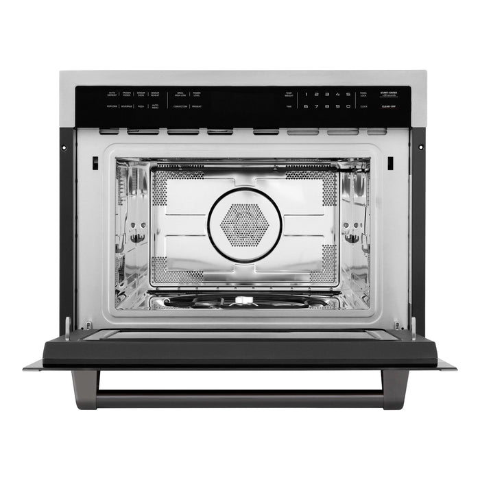 ZLINE 24" Autograph Edition Built-in Convection Microwave Oven in DuraSnow® Stainless Steel with Black Accents, MWOZ-24-SS-MB ZLINE Dreamwood Living