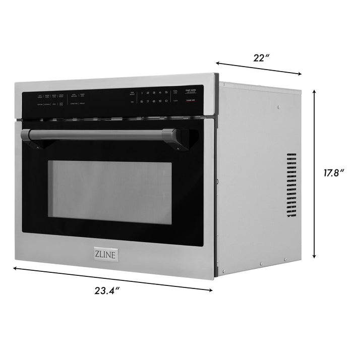 ZLINE 24" Autograph Edition Built-in Convection Microwave Oven in DuraSnow® Stainless Steel with Black Accents, MWOZ-24-SS-MB ZLINE Dreamwood Living