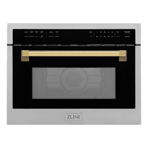 ZLINE 24" Autograph Edition Built-in Convection Microwave Oven in DuraSnow® Stainless Steel with Gold Accents, MWOZ-24-SS-G ZLINE Dreamwood Living
